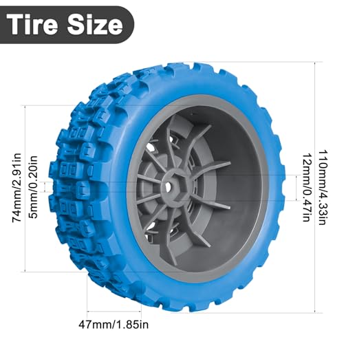 Pre-Glued 12mm Hex RC Wheels and Tires for 1/10 RC Short Course Truck, 4PCS | Compatible with 1/10 Arrma Senton Traxxas Slash Axial Losi Axial Redcat - color: Blue Tires+ Gray Wheels