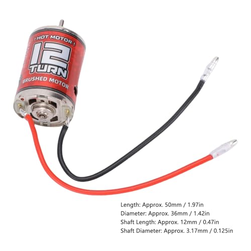 12T 540 Brushed Motor for RC Car, Low Noise Motor with Stainless Steel Housing, Replacement for RC Crawler Truck Boat