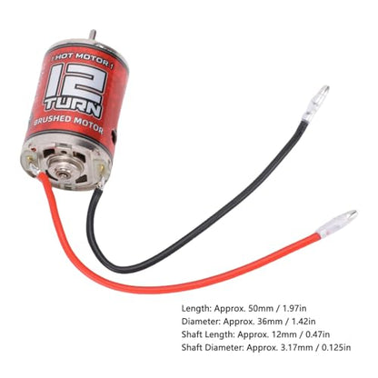 12T 540 Brushed Motor for RC Car, Low Noise Motor with Stainless Steel Housing, Replacement for RC Crawler Truck Boat
