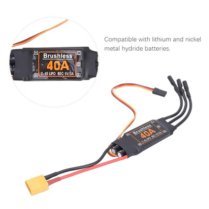 VGEBY Brushless ESC, 40A RC Brushless Motor Electric Speed Controller 5V/3A BEC Output for RC Drone Airplanes Accessory Modeling Accessories 50 Amp Esc Airplane Brushless Esc