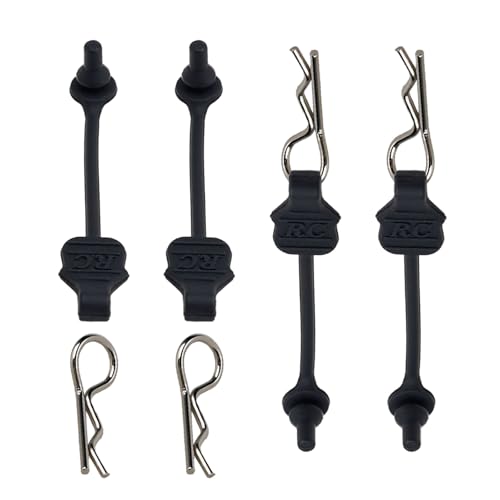 8PCS TGCWENG Universal RC Body Clips w/Pull Tabs Car Clips R Clips for All 1/10 1/12 Scale TRX4 Losi HPI Arrma Kyosho Himoto RC Car Truck Crawler Body Shell Upgrades (1.2mm Sliver Clips+Black Pull) - color: Sliver Clips+Black Pull