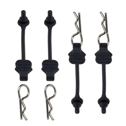 8PCS TGCWENG Universal RC Body Clips w/Pull Tabs Car Clips R Clips for All 1/10 1/12 Scale TRX4 Losi HPI Arrma Kyosho Himoto RC Car Truck Crawler Body Shell Upgrades (1.2mm Sliver Clips+Black Pull) - color: Sliver Clips+Black Pull
