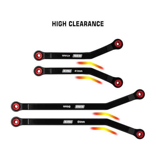 INJORA Aluminum High Clearance 4 Links Set for 1/24 Axial SCX24 GX470 RC Crawler Upgrade(Black) - color: Black