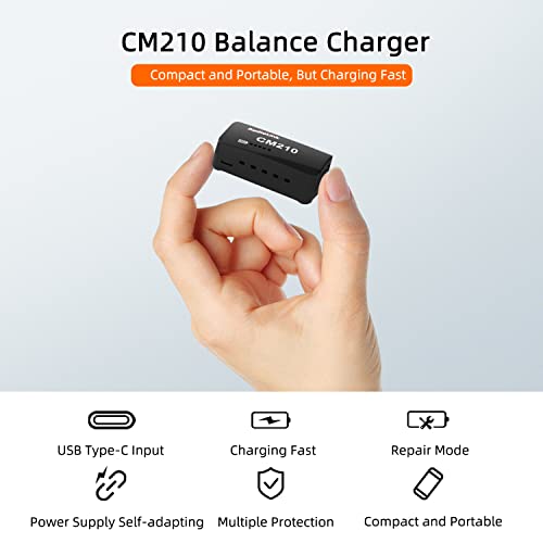 Radiolink CM210 15W 1.5A Faster 2S 7.4V LiPo Battery Balance Charger USB Type-C Connector for RC Airplane Transmitter Car Boat SCX24 SCX10 Gel Blaster Gun