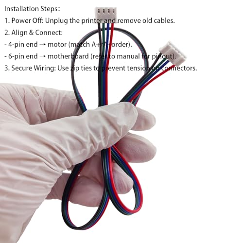 4pcs 500mm Nema 17 Stepper Motor Cables XH2.54 4pin to 6pin, 3D Printer Stepper Motor Wire Use for Nema 17 Stepper Motor, - style: 4Pcs Stepper Motor Cable 500mm