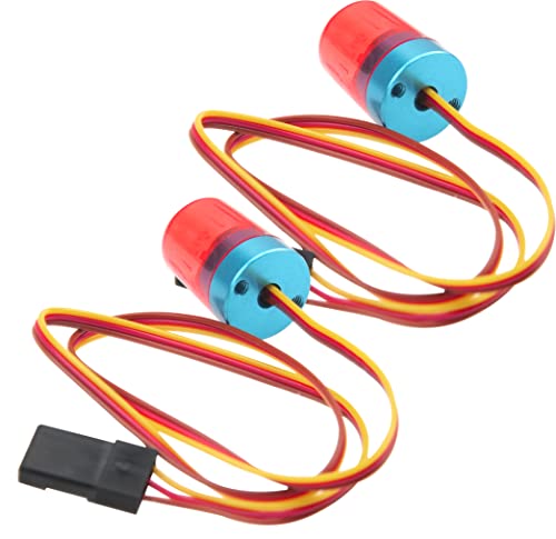 2Pcs Vgoohobby Multi-Function RC LED Flash Lights Alarm Lamp Flashing Rotating Beacon Light Compatible with 1/10 TRX4 SCX10 RC Crawler Car 1/14 Tamiya Tractor RC Truck (Red) - color: Red