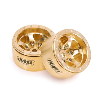 INJORA 1.0 Brass Beadlock Wheel -4.7mm Offset Rim for 1/24 1/18 RC Crawler SCX24 FCX24 TRX4M Ascent18 Upgrade(W1011)