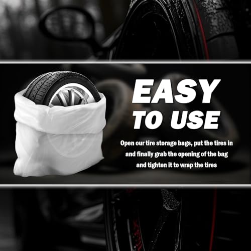 4PCS Extra Large Tire Bags for Storage,LDPE Car Tire Storage Bags Provides Dust & Waterproof Protection,Tear-Resistant Tires Covers as Wheel Storages Bag for Transportation