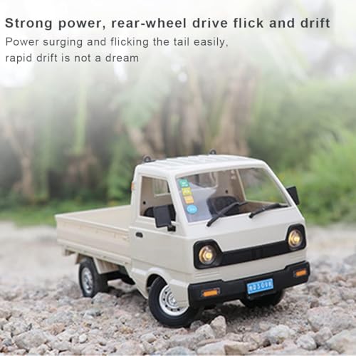 WPL D12 1:16 RC Mini Truck for Adults, 2.4G RC Car 4CH Off-Road Remote Control Pickup Truck, RC Drift Crawler Car Vehicle with Lights, 2 Batteries - size: 2 Batteries