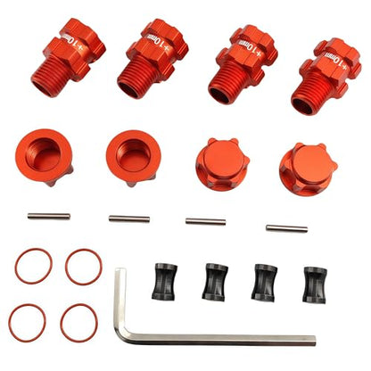 10mm Extended 17mm Wheel Hex Hub for ARRMA Senton Granite Big Rock | 14mm to 17mm,Aluminum,Anti-Dust Cap Nuts,Vorteks,Infraction,Vendetta,1/10 3S,Upgrade Parts,CNC Machined