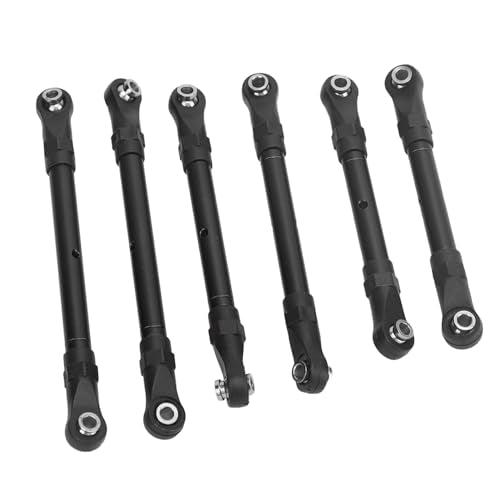 RC Tie Link Rods Set, 6 Pcs RC Car Steering Tie Rod Aluminum Alloy Spare Part Long Short RC Tie Rods Set for Slash Remote Controlled Car (Black) - color: Black