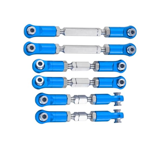 Compatible with Arrma for Mojave 4X4 4S for BLX for Desert Truck RTR 1/8 Rc Crawler Car Aluminum Alloy Steering Link Rod Set Parts Linkage - color: Blue