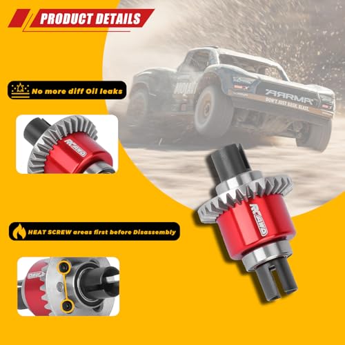 RCAWD Oiltight Differential 30T 0.8Mod Replace for ARA311177V2, for Arrma 1/16 Mojave Grom 1/14 Typhon 1/18 Granite, Losi 1/12 Oil Filled Rear Differential Upgrades Part