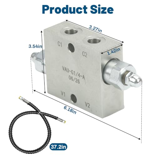 Mini Excavator Cushion Valve Kit | Compatible with Mini Excavator or Machine with 1/4" Hydraulic Hoses and M14 x 1.5 Threaded Ends - color: Silver 2