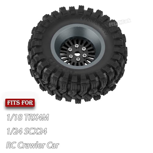 RC 1.2" Carbon Fiber Beadlock Wheels and Tires for 1/18 TRX4M,1/24 SCX24 RC Crawler Car,4PCS Carbon Fiber 1.2 Wheels Rims & Rubber Tires - A - style: 1.2 Tires - (A)