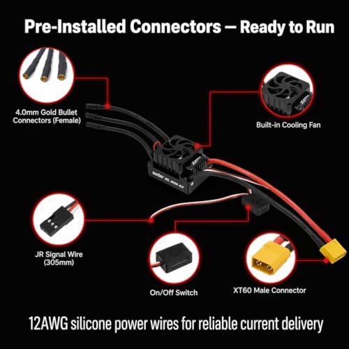 ZTW Beast G2 SL 80A ESC 2-3S Sensorless Brushless Speed Controller 6V/3A SBEC for 1/10 RC Car RTR Truck Buggy Truggy