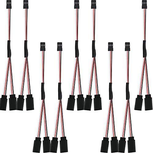 Eccliy 9 Pieces Y Connector 3 Pin Plug Splitters Servo Extension Male to Female Servo Extension Cord Wire Cable Compatible with Jst Rc Jr Futaba Rc Car or Airplanes(Male to 2 Female Y Harness) - style: Male to 2 Female Y Harness