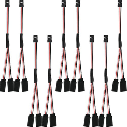 Eccliy 9 Pieces Y Connector 3 Pin Plug Splitters Servo Extension Male to Female Servo Extension Cord Wire Cable Compatible with Jst Rc Jr Futaba Rc Car or Airplanes(Male to 2 Female Y Harness) - style: Male to 2 Female Y Harness