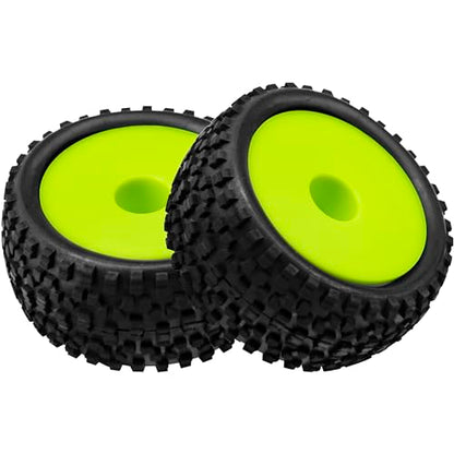 4Pack HIRCQOO OD 88mm/3.46" Front and Rear Rubber Tire Tyre & Plastic Wheel Rims 12mm Hex Hub Compatible with Redcat HPI HSP ExceedRC Kyosho Losi 1/10 Scale Off Road Buggy (Green) - color: Green