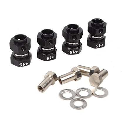 RC 15MM Extension Adaptor Wheel HEX Hub 12MM Upgrade Length for Traxxas Trx4 TRX-4 Upgrade Accessories (Black)