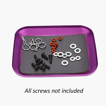 RiToEasysports RC Screw Tray, Storage Magnetic Tray Aluminum Alloy Small Parts and Screws Holder for Fuel Vehicle Parts - color: Purple