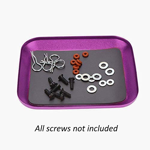 RC Screw Tray, Storage Magnetic Tray Aluminum Alloy Small Parts and Screws Holder for Fuel Vehicle Parts - color: Purple