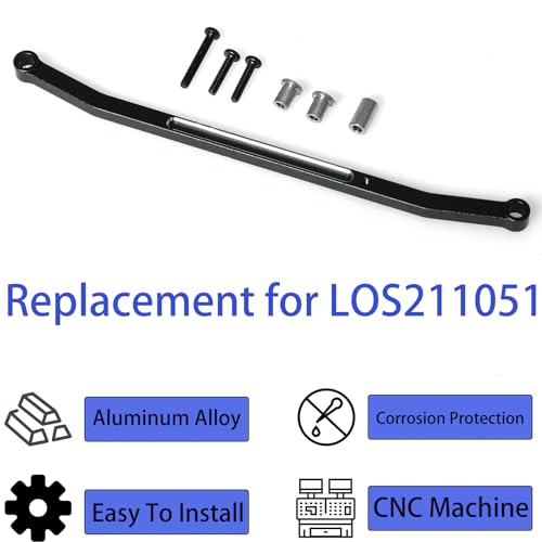 Steering Tie Rod and Drag Link Aluminum for Losi 1/18 Mini LMT 4X4 Brushed Monster Truck，Replacement for LOS211051 Upgrade Parts Fix Link Steering Rod for Losi - LOS01026 1/18 Mini LMT Monster (Black) - color: Black
