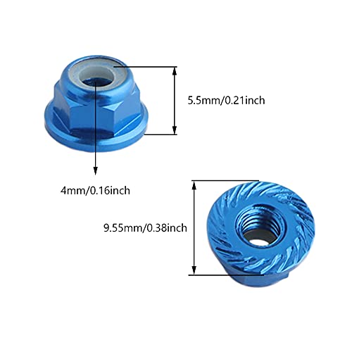 8PCS Flange M4 Lock Nuts Serrated Nylon Self-Tightening Aluminum M4 Wheel Hardware for Axial HPI TLR ECX Model RC Car Vehicles Upgraded Replacement Parts (Dark Blue) - color: Dark Blue