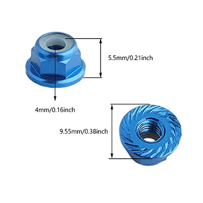 8PCS Flange M4 Lock Nuts Serrated Nylon Self-Tightening Aluminum M4 Wheel Hardware for Axial HPI TLR ECX Model RC Car Vehicles Upgraded Replacement Parts (Dark Blue) - color: Dark Blue