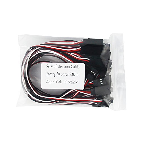 20pcs 7.87inch 20cm 200mm Male to Female JR Plug Servo Extension Lead Wire Cable for RC Quadcopter Airplane