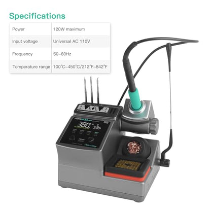 A9PRO Soldering Station 120W Handle Control Temperature 212°F-842°F Solder Station Soldering Iron with C210 Handle and 3 Soldering Tips