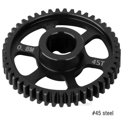 RC 45T Spur Gear Slipper Clutch/Center Slider Driveshaft Upgrades Part for 1/16 Mini Maxx 4WD RTR Brushless Monster Truck (#107154-1),#45 Steel Transmission Gears Spur Gear,Black - color: Black-(upgrades Part）