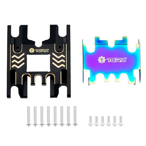 Brass High Precision CNC Machined Skid Plate with Colorful Stainless Steel Chassis Armor for 1/18 TRX4M Defender Bronco F-150 High Trail Crawler Truck Upgrade,Black Coating
