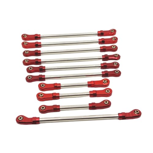 10 Pieces Steering Servo Link RC Car Pull Rod Metal Upgrade Linkage Model Parts Sturdy Construction Suitable for WLtoys 1/10 RC Truck, red - color: Red