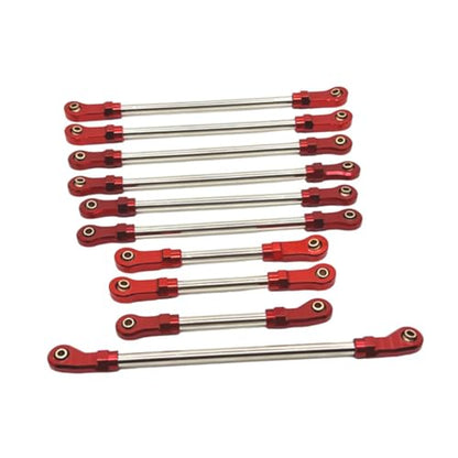 10 Pieces Steering Servo Link RC Car Pull Rod Metal Upgrade Linkage Model Parts Sturdy Construction Suitable for WLtoys 1/10 RC Truck, red - color: Red