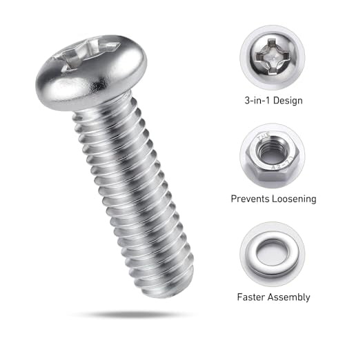 537Pcs M3 M4 M5 M6 Bolts Assortment Kit, Metric Machine Screws Phillips Pan Head Nuts Bolts Washer Assortment Kit, 304 Stainless Steel for Household Repairs,Electrical Wall Plate Switch - size: M3/4/5/6 537PCS Machine SS