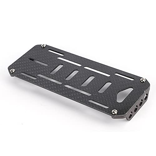 RC Battery Mounting Plate Set, RC Battery Tray with Electricity Tester, Carbon Fiber Batteries Mount Plate with Strap Replacement for SCX10 1/10 Crawler Car, 6x2.4x0.6in