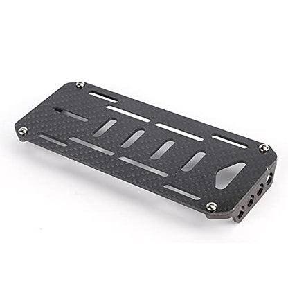 RC Battery Mounting Plate Set, RC Battery Tray with Electricity Tester, Carbon Fiber Batteries Mount Plate with Strap Replacement for SCX10 1/10 Crawler Car, 6x2.4x0.6in