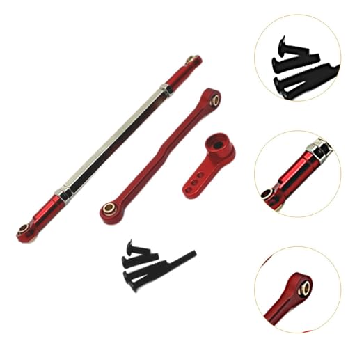 Servo Link Rod Metal Steering Rod High Strength RC Car Push Rods Linkage Rod End for 1:12 99S MN78 Trucks DIY, red - color: Red