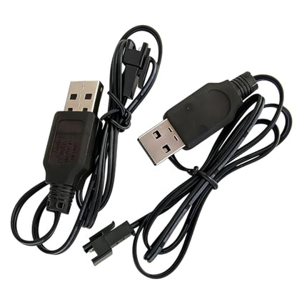 2 Pack 3.7V Lithium Battery Charger Cable, 3.7 Volt USB Charger Cable with SM-2P Plug for RC Car Battery, Mini RC Cars, Boats, Trucks, Toys