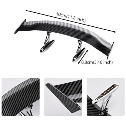 Mini Spoilers for Cars 11.8Inch Universal Auto Car Tail Wing Carbon Fiber Texture Cool Non-Punching Tiny Trunk Spoiler Automotive Exterior Accessories RC Car Modified Parts - style: Carbon Fiber