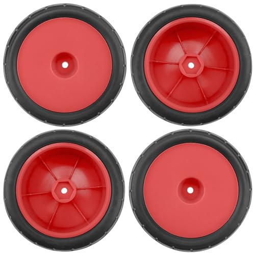 4Pack ShareGoo RC 85mm/3.34" Rubber Tires Front Rear Tyres 12mm Hex Wheel Compatible with Redcat HPI HSP Kyosho 1/10 RC Off-Road Car Buggy (Red) - color: Red
