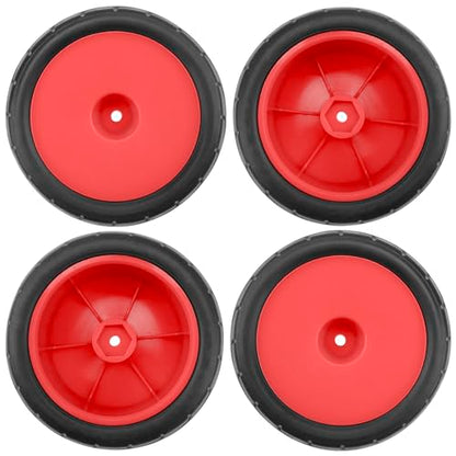 4Pack ShareGoo RC 85mm/3.34" Rubber Tires Front Rear Tyres 12mm Hex Wheel Compatible with Redcat HPI HSP Kyosho 1/10 RC Off-Road Car Buggy (Red) - color: Red