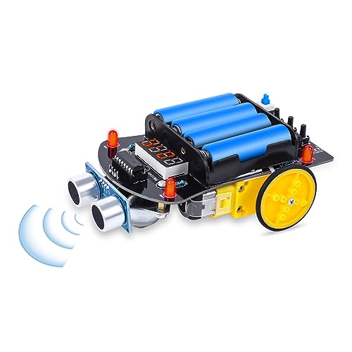 MiOYOOW Ultrasonic Ranging Obstacle Avoidance DIY Car Kit for Students | Adjustable Obstacle Avoidance Distance, Beginners Soldering Practice Kit, STEM Electronics Project for Home & School Learning