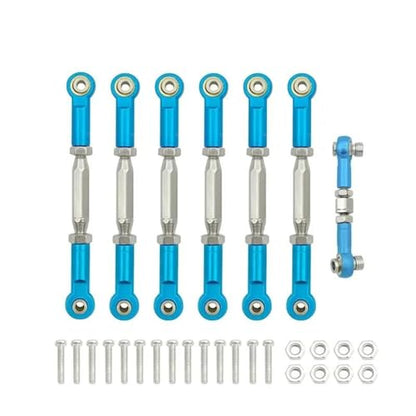 RC Car Rod Linkage Compatible with Traxxas for Slash 4X4/2WD 1/10 RC Car Upgrade Parts 1 Set 7 Pcs Metal Turnbuckle Camber Link End Adjustable Kit(Blue) - color: Blue