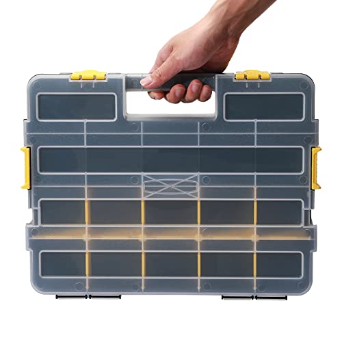 MIXPOWER 2 Pieces 34-Compartment Toolbox Organizer sets, 20 Removable Dividers, Black/Yellow, 2 Pieces Set, Excellent for Screws, Nuts, Small Parts - size: Black/Yellow