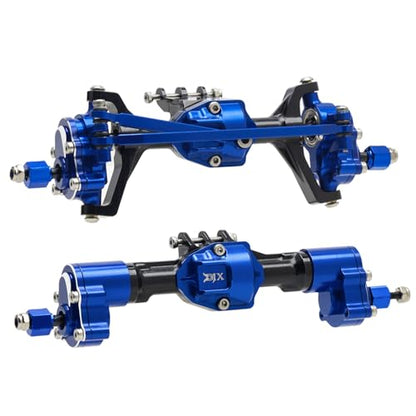 DJX CNC Aluminum RC Front & Rear Portal Axles Set +4mm Extended Complete Axles for 1/18 RC Rock Crawler Redcat Ascent-18 Upgrades Parts(Black&Blue) - color: Black&blue