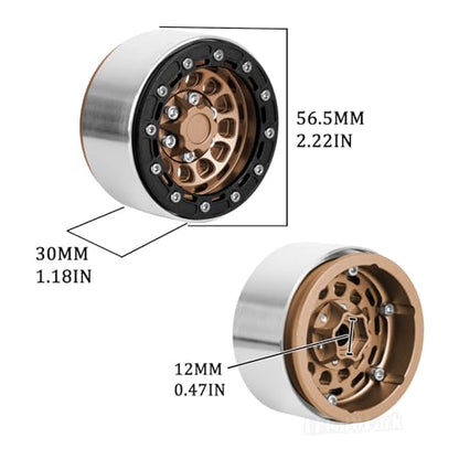 Aluminum 1.9 Beadlock Wheel Rims with Adjustable Offset for 1/10 RC Crawler Car SCX10 SCX10 II 90046 SCX10 III AXI03007 TRX4/6 Gen7/8 D90 VS4-10,BRCatWPark 4pcs Double Beadlock Wheel Rims,Brown - color: Brown - (Rims)