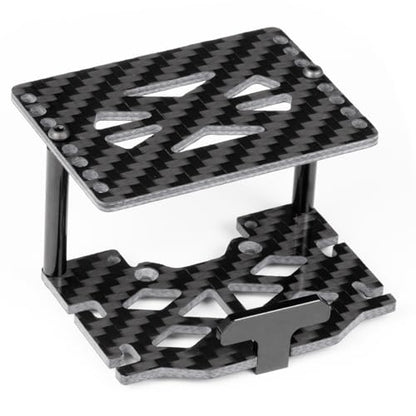 CNC Aluminum RC Car TRX4M Battery Tray ESC Receiver Mount Double Decker Carbon Fiber Battery Plate for 1/18 RC Crawler Car TRX4M Upgrade Parts