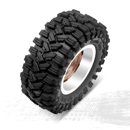 OGRC 1.3 Beadlock Wheel Tires -4mm Offset Wheels for 1/24 1/18 SCX24 TRX4M | Aluminum, 7mm Hex, Sticky Compound Rubber, for TRX4M AX24 FCX24 RC Carwler Car, Brown - color: Brown